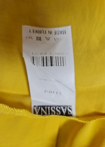 Sarı Kısa Kollu Midi Keten Elbise - Görsel 7