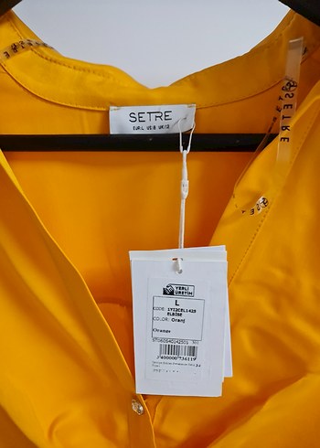 Turuncu Midi Uzun Kollu Elbise - Görsel 2