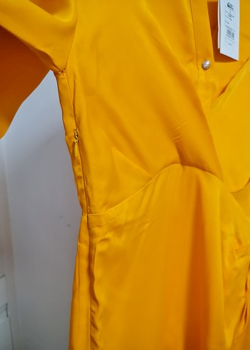 Turuncu Midi Uzun Kollu Elbise - Görsel 4