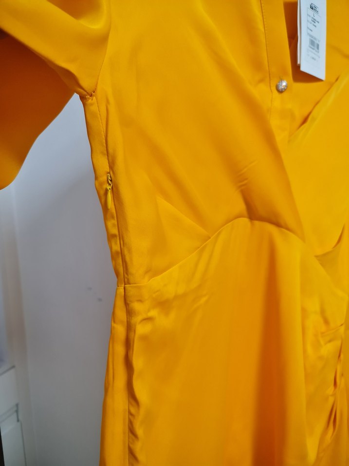 Turuncu Midi Uzun Kollu Elbise - Görsel 4