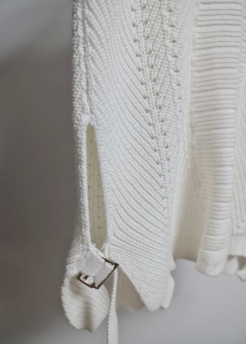 V Yaka Örgü Kadın Süveter - Görsel 4