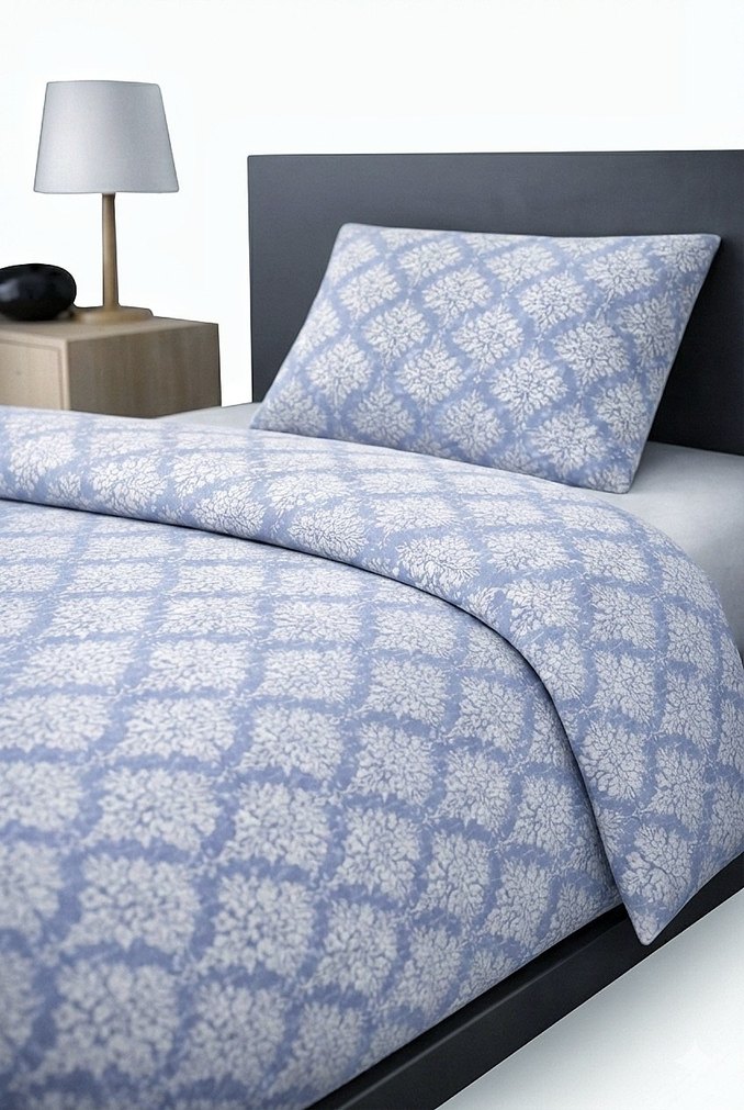 Mavi Gri Desenli Tek Kişilik Nevresim Takımı - Görsel 2