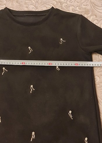 Taş İşlemeli Kısa Süet Elbise - Görsel 4