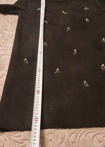 Taş İşlemeli Kısa Süet Elbise - Görsel 5