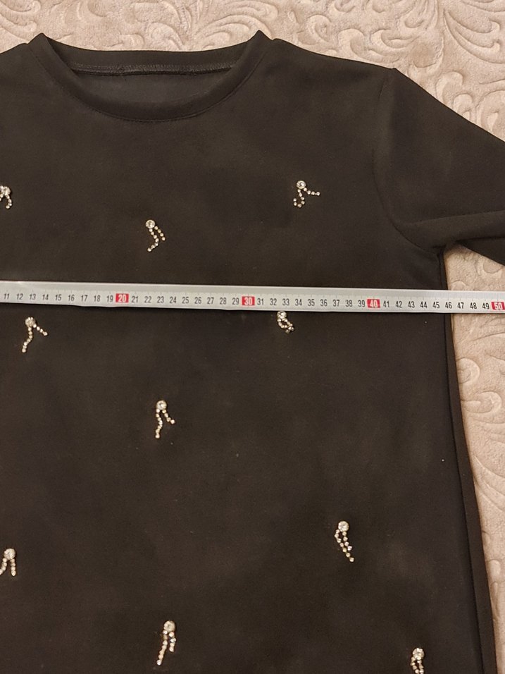 Taş İşlemeli Kısa Süet Elbise - Görsel 4