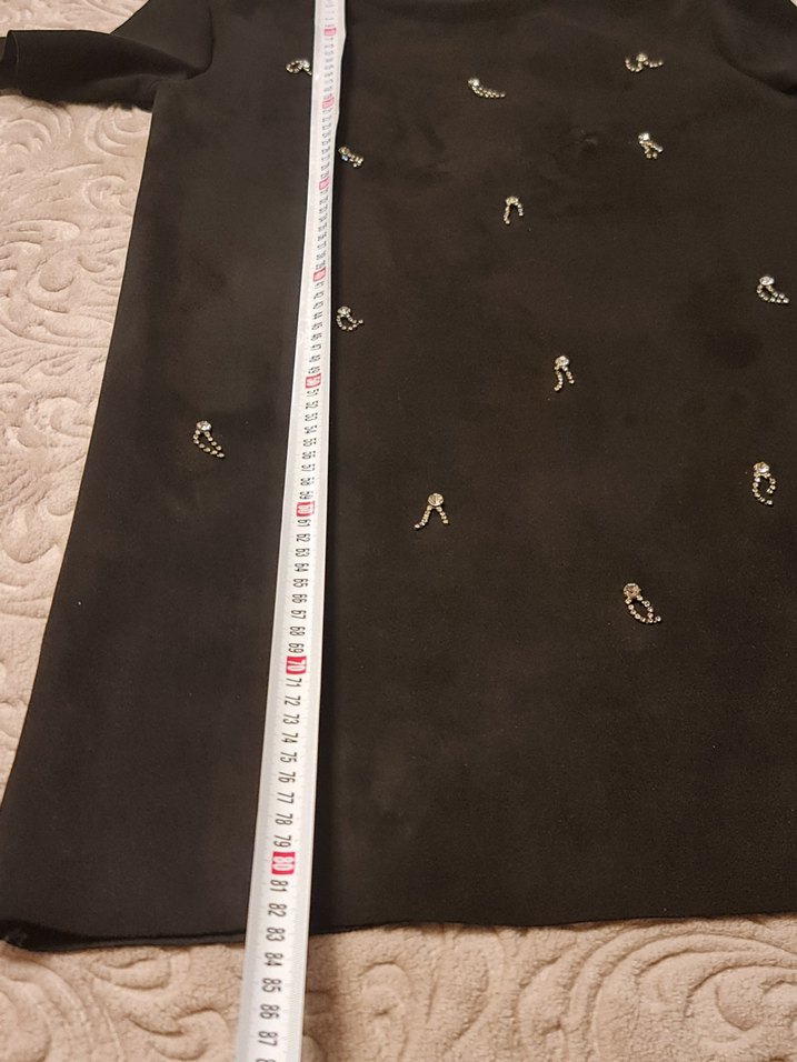 Taş İşlemeli Kısa Süet Elbise - Görsel 5