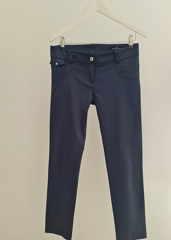 Lacivert Denim Kemerli Kadın Pantolon