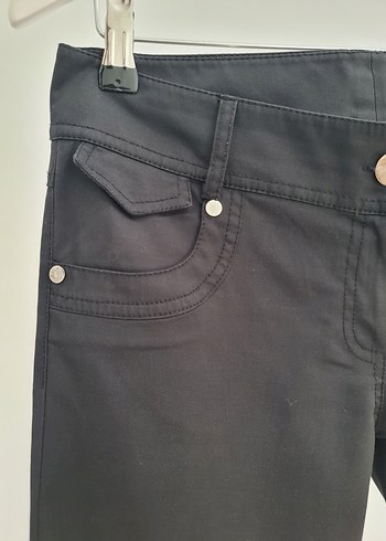 38 Beden Kemerli Siyah Denim Kadın Pantolon