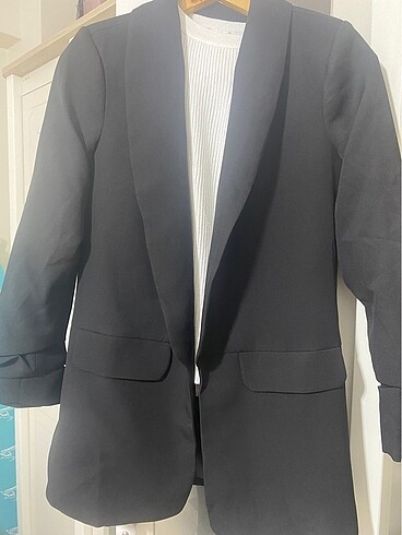 Diğer Siyah hatasız krep kumaş blazer