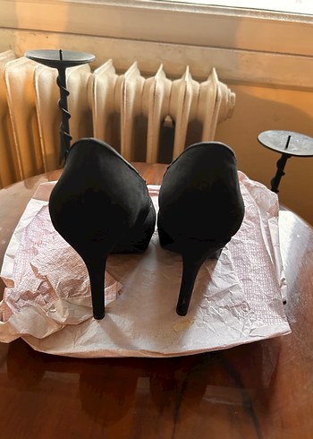 Siyah Süet Tokalı Stiletto Topuklu Kadın Ayakkabı - Görsel 2