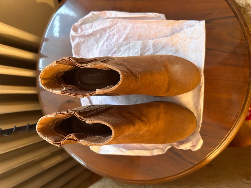 Kahverengi Süet Kadın Dolgu Topuklu Bot - Görsel 4