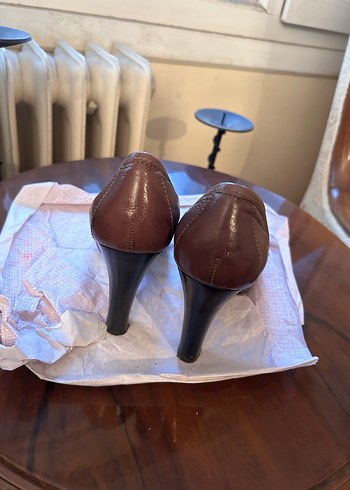 Kahverengi Deri Tokalı Blok Topuklu Stiletto - Görsel 3