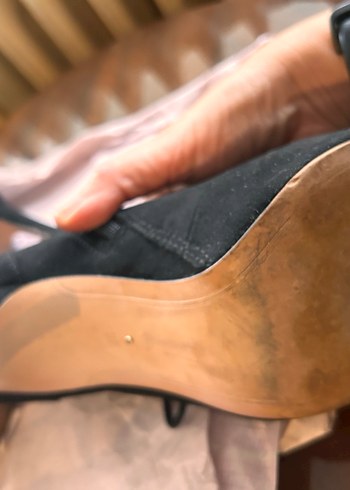 Siyah Süet Stiletto Topuklu Gotik Bot - Görsel 5