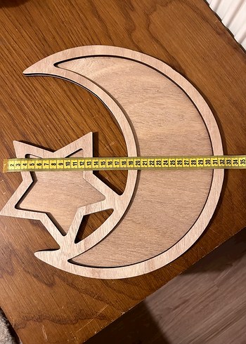 Kahverengi Ahşap Ay ve Yıldız Oyuncak - Görsel 3