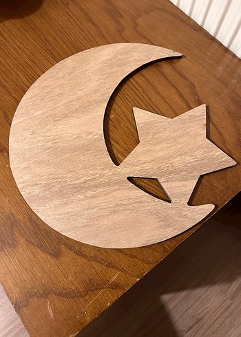 Kahverengi Ahşap Ay ve Yıldız Oyuncak - Görsel 2