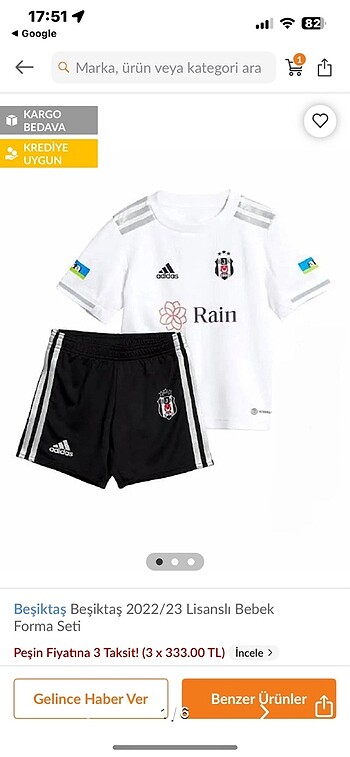 Beşiktaş bebek forması