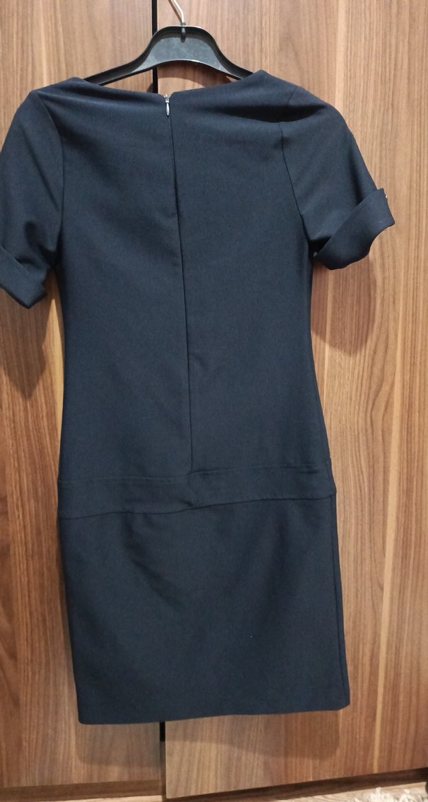 Kemerli Siyah Mini Elbise - Görsel 5