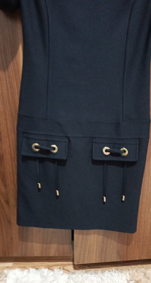 Kemerli Siyah Mini Elbise - Görsel 2