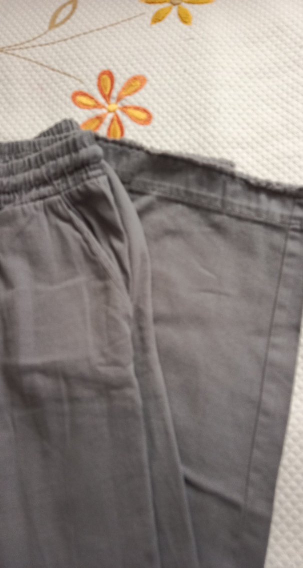 Gri Kadın Keten Bol Kesim Midi Pantolon - Görsel 2