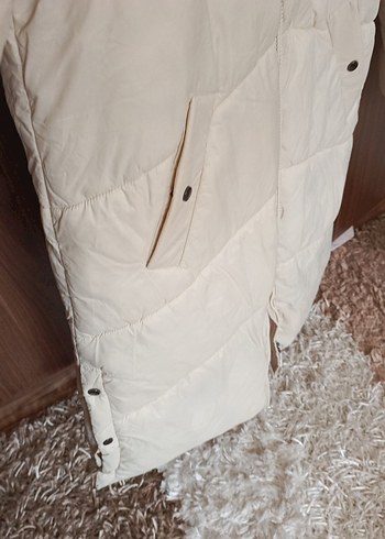 Kürklü Bej Kadın Midi Kaban - Görsel 6