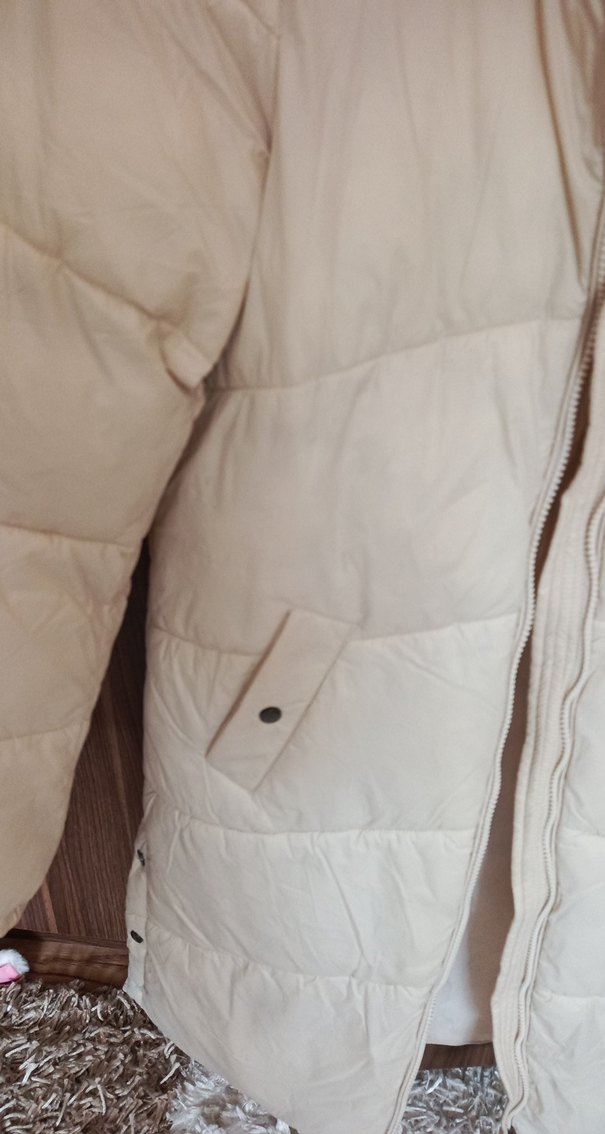 Kürklü Bej Kadın Midi Kaban - Görsel 4