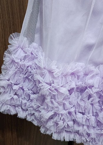 Kız Çocuk Lila Volanlı Elbise - Görsel 5