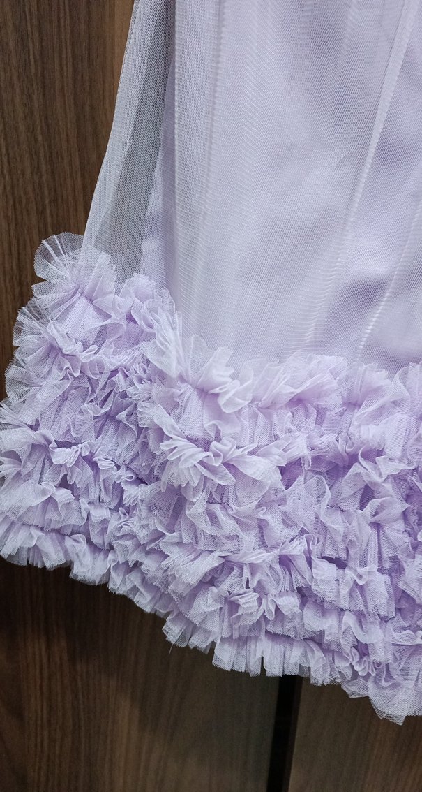 Kız Çocuk Lila Volanlı Elbise - Görsel 5