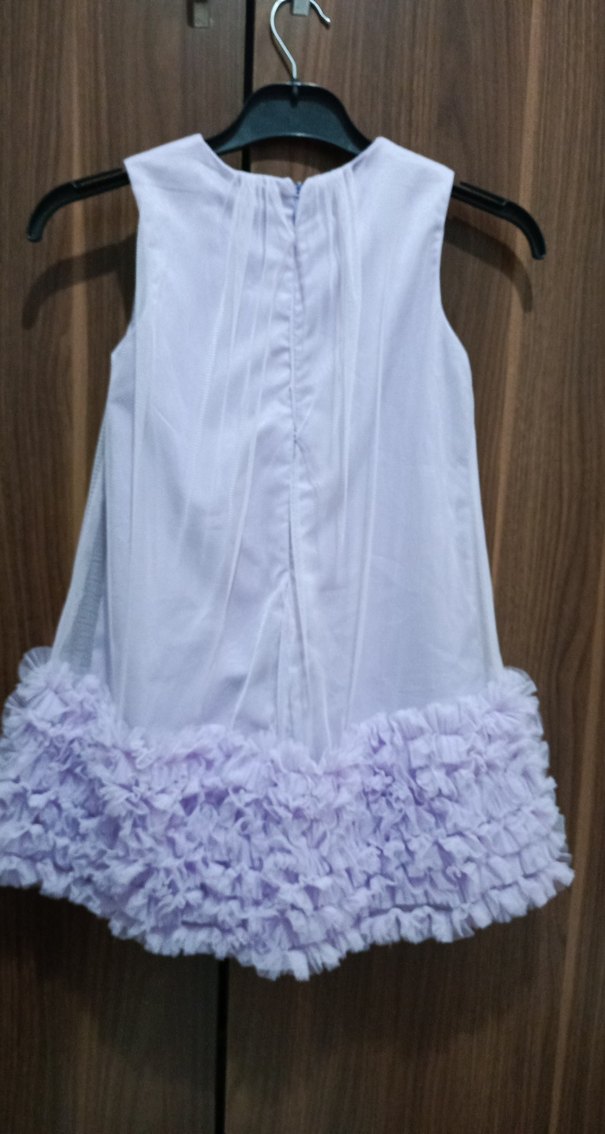 Kız Çocuk Lila Volanlı Elbise - Görsel 4