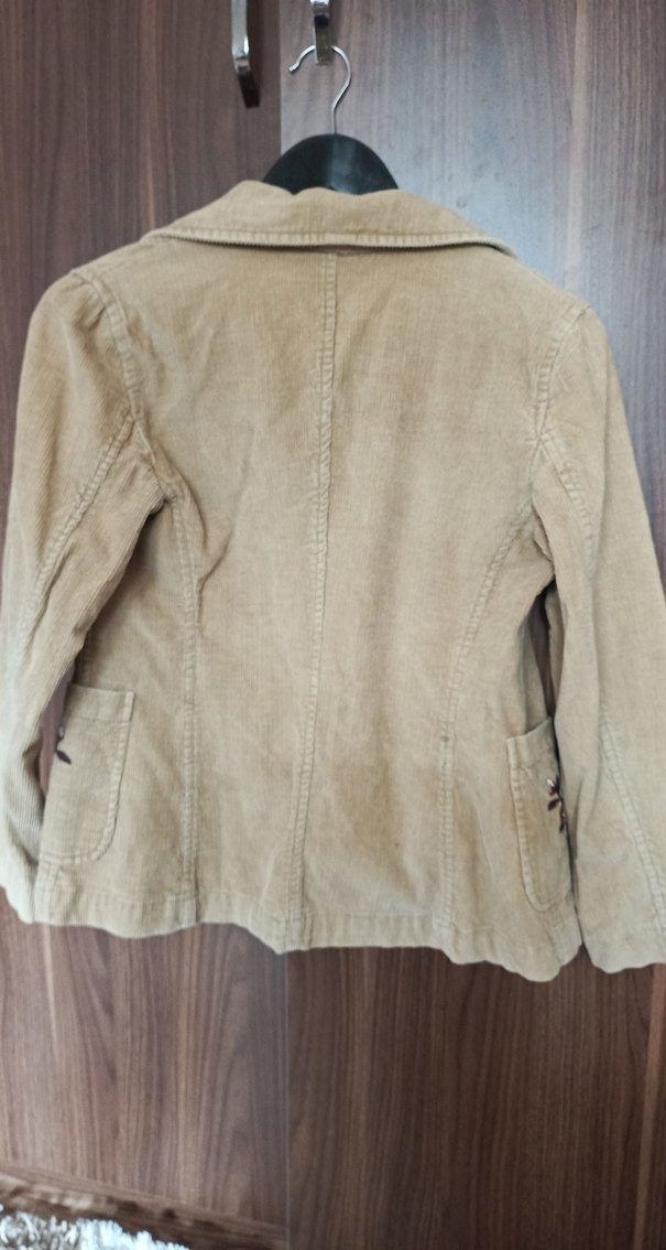 Bej Süet İşlemeli Kadın Kısa Blazer Ceket - Görsel 5