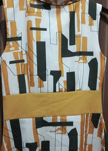 Çok Renkli V Yaka Kemerli Uzun Elbise - Görsel 9