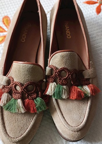 36 Beden Bej Süet Püsküllü Kadın Dolgu Topuk Espadril