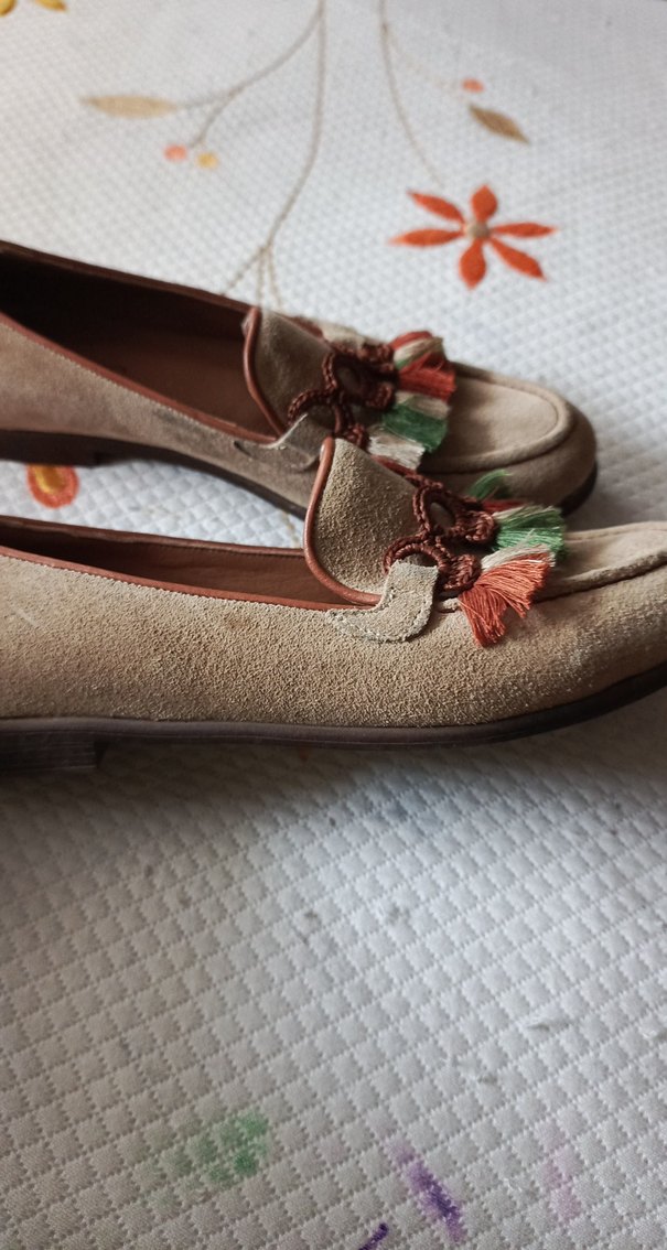 Bej Süet Püsküllü Kadın Dolgu Topuk Espadril - Görsel 4