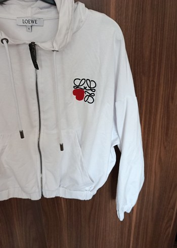 Beyaz Kapüşonlu Fermuarlı Mini Sweatshirt - Görsel 4