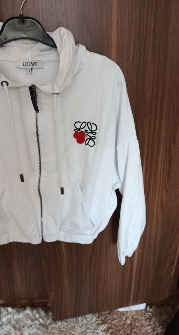 Beyaz Kapüşonlu Fermuarlı Mini Sweatshirt - Görsel 4