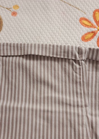 Gri Çizgili Bej Pamuklu Rahat Pantolon - Görsel 4