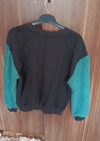 Siyah Örme Kadın Sweatshirt - Görsel 4