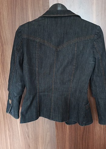 Düğmeli Kadın Koyu Kahverengi Kot Ceket - Görsel 6