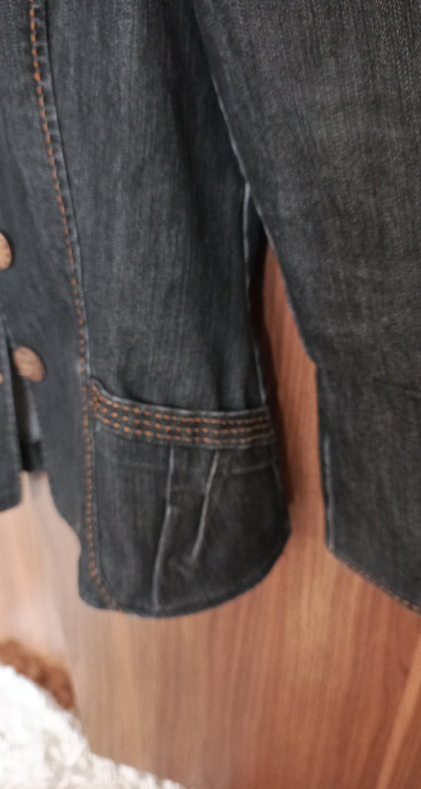 Düğmeli Kadın Koyu Kahverengi Kot Ceket - Görsel 4