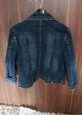 Kadın Mavi Nakışlı Kısa Denim Ceket - Görsel 4
