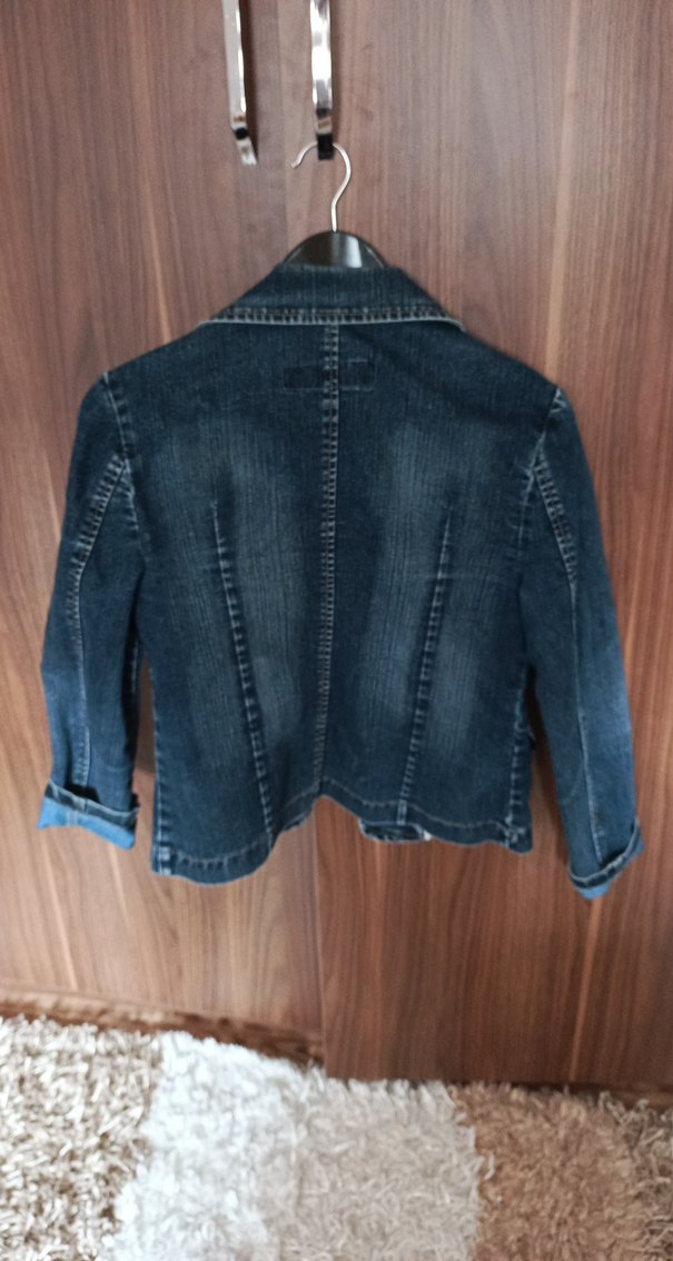 Kadın Mavi Nakışlı Kısa Denim Ceket - Görsel 4