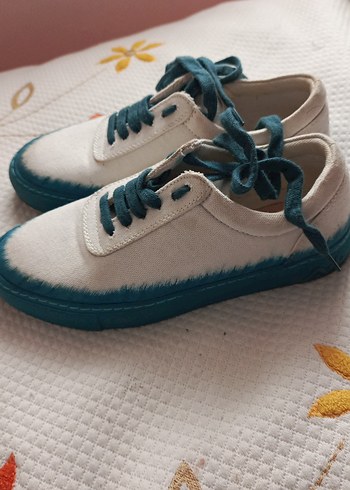 Beyaz Denim Bağcıklı Günlük Kadın Spor Ayakkabı - Görsel 3