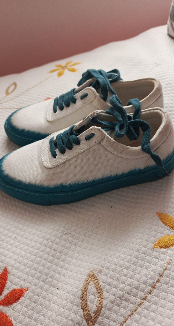 Beyaz Denim Bağcıklı Günlük Kadın Spor Ayakkabı - Görsel 3