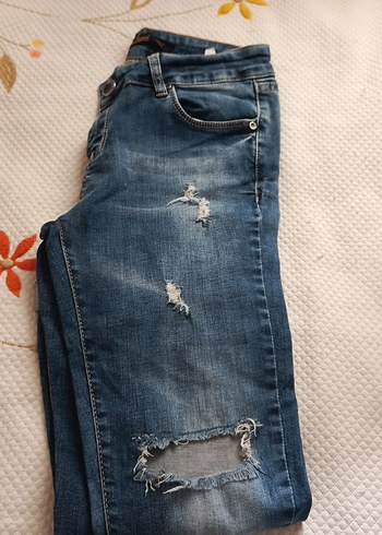 Kadın Mavi Salaş Denim Pantolon - Görsel 4