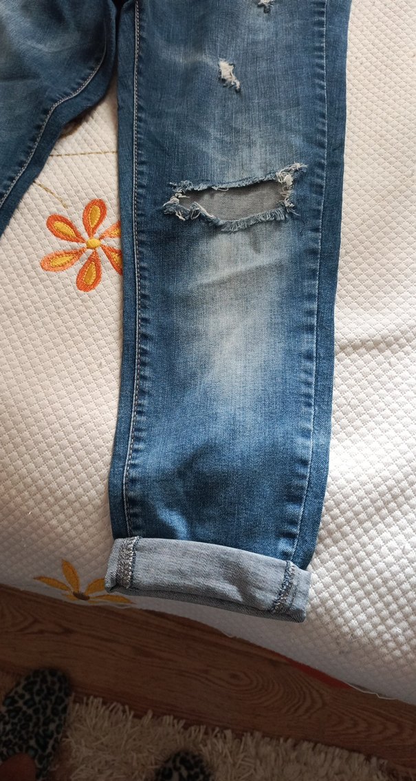 Kadın Mavi Salaş Denim Pantolon - Görsel 2