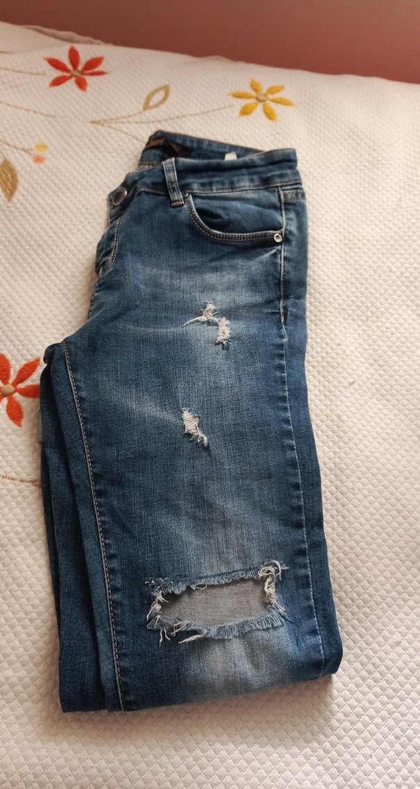 Kadın Mavi Salaş Denim Pantolon - Görsel 4
