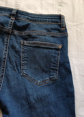 36 Beden Düğmeli Mavi Kadın Denim Pantolon