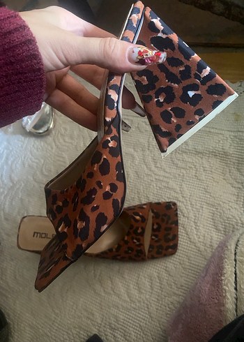 Kahverengi Leopar Desenli Platform Topuklu Kadın Ayakkabı - Görsel 3