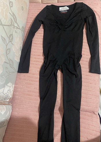 V Yaka Siyah Uzun Kollu Tulum - Görsel 2