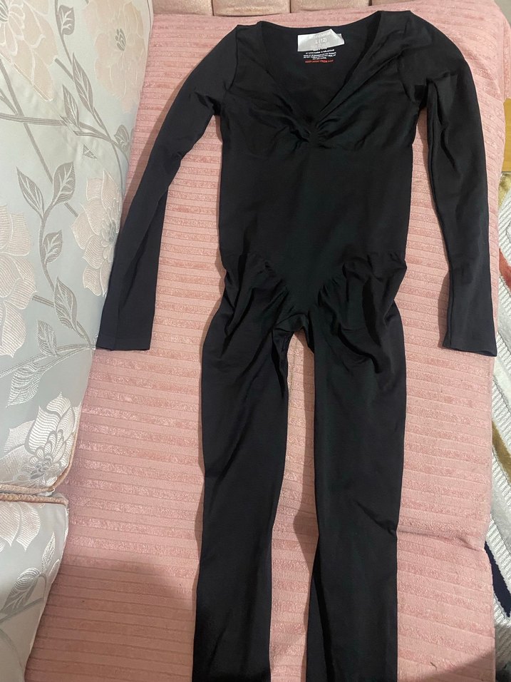 V Yaka Siyah  Uzun Kollu Tulum - Görsel 2