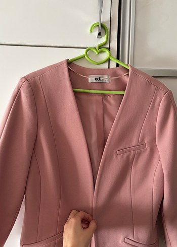 Pembe Düğmeli Kadın Blazer Ceket - Görsel 3